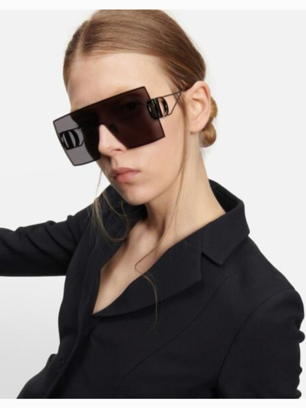 Dior Oversized Black Shield Sunglasses with Dark Smoke Lenses